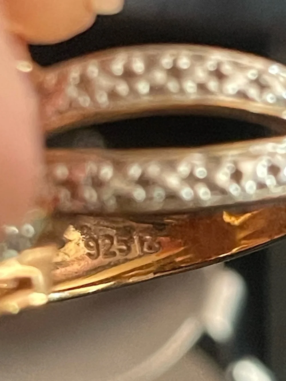 Signed Ross Simons 925 Faceted Orange Gemstone Ring with Pave Accents Size 7